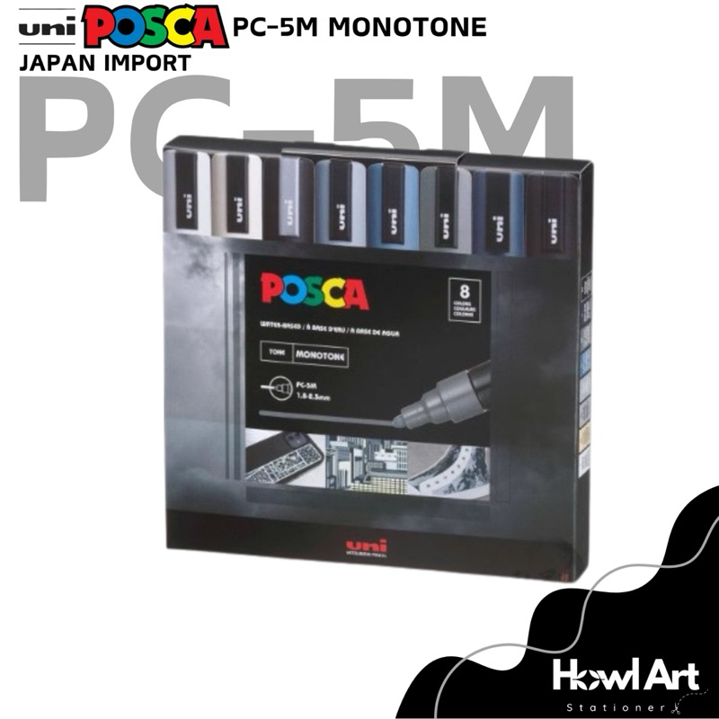 

UNI Posca Paint Acrylic Marker PC5M Set 8 Colour MONOTONE Japan Import