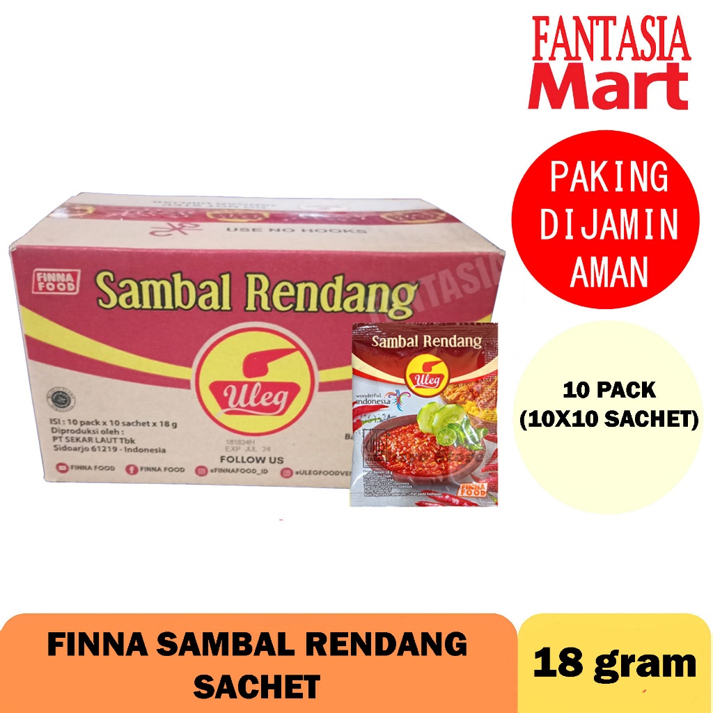 

FINNA SAMBAL RENDANG SACHET 18 GRAM DUS PER 10 PACK ISI 10X10 PCS FUN CORNER DENGAN PAKING AMAN