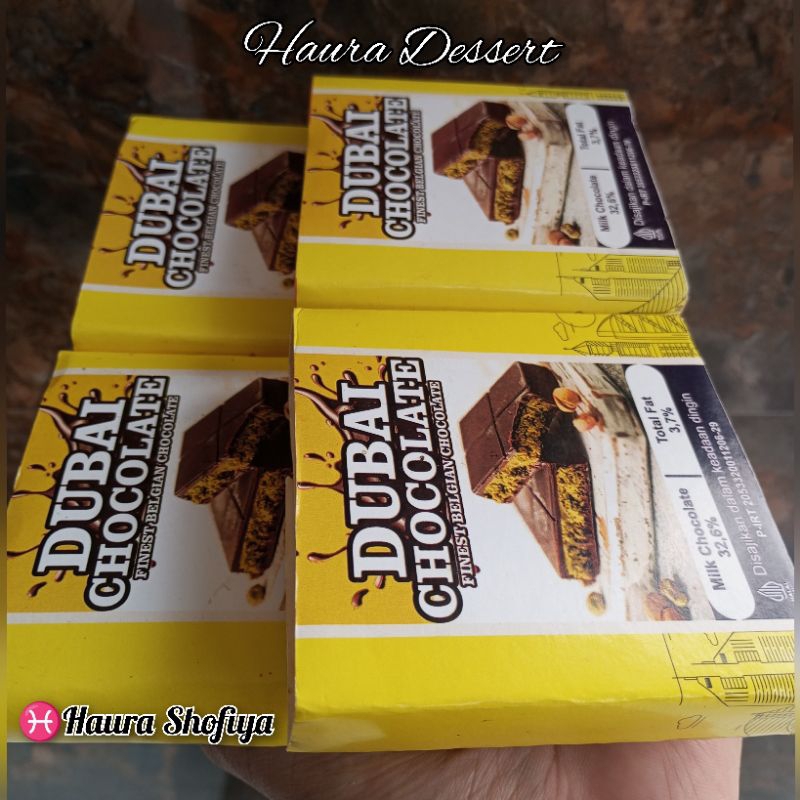 

(Paket Hemat isi 4 pcs) Coklat Dubai Size Tanggung 130 gr Chocolate Crispy PISTACHIO KUNAFE Cokelat