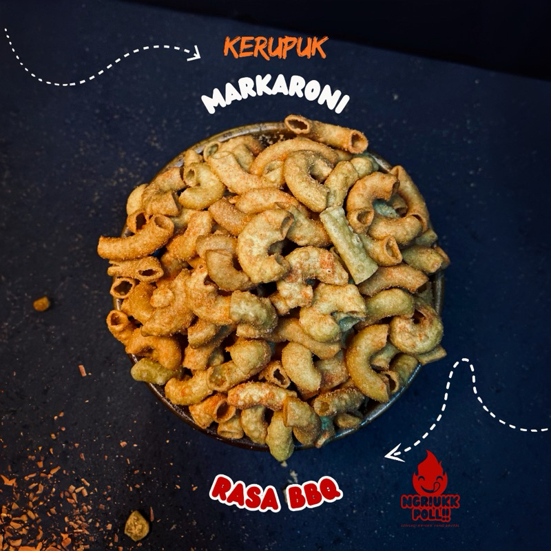 

Ngriukkpoll Kerupuk makaroni rasa barbeque | netto snack 200 gr, 500gr, 1kg