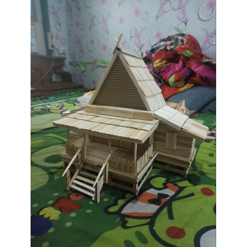rumah adat Riau custom stik es krim