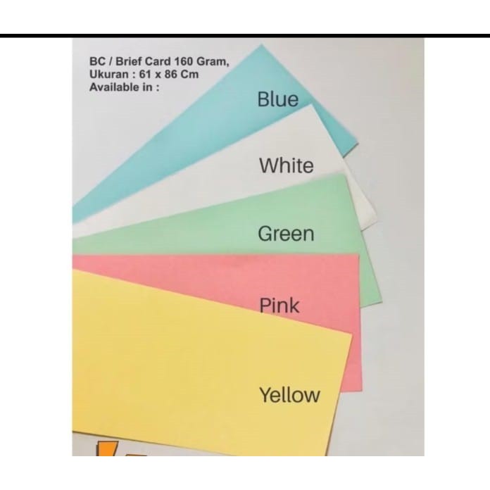 

(1 Bungkus) Karton BC Folio Murah Putih Warna / Kertas Manila HVS F4 / Brief Card Folio Murah Warna
