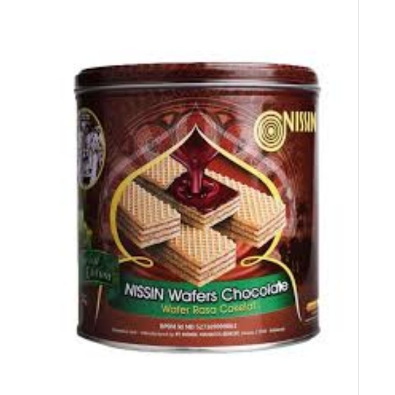 NISSIN WAFER COKLAT KALENG KEMASAN 267 GR ROTI KALENG LEBARAN