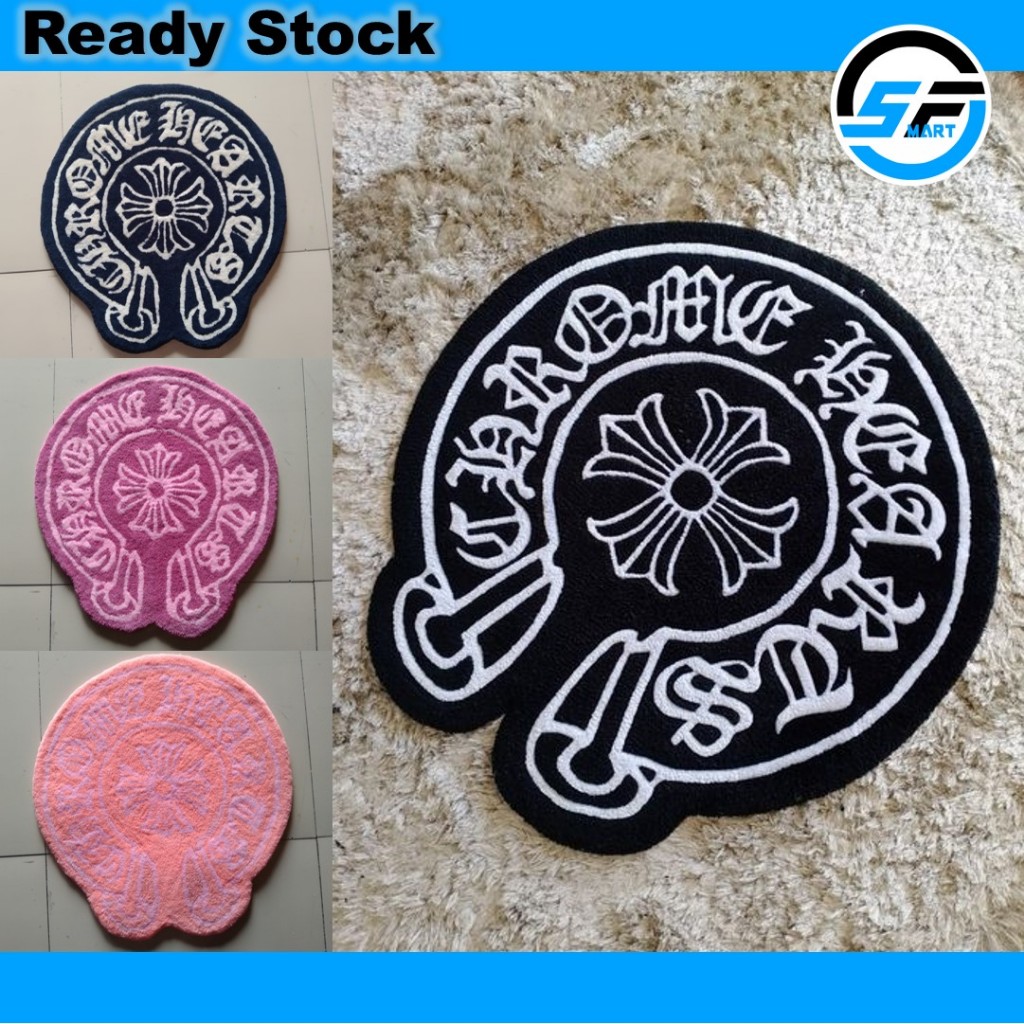Ready Stock Karpet Chrome hearts rug tufting tebal handtufted/doormat tebal size 50 x 47cm