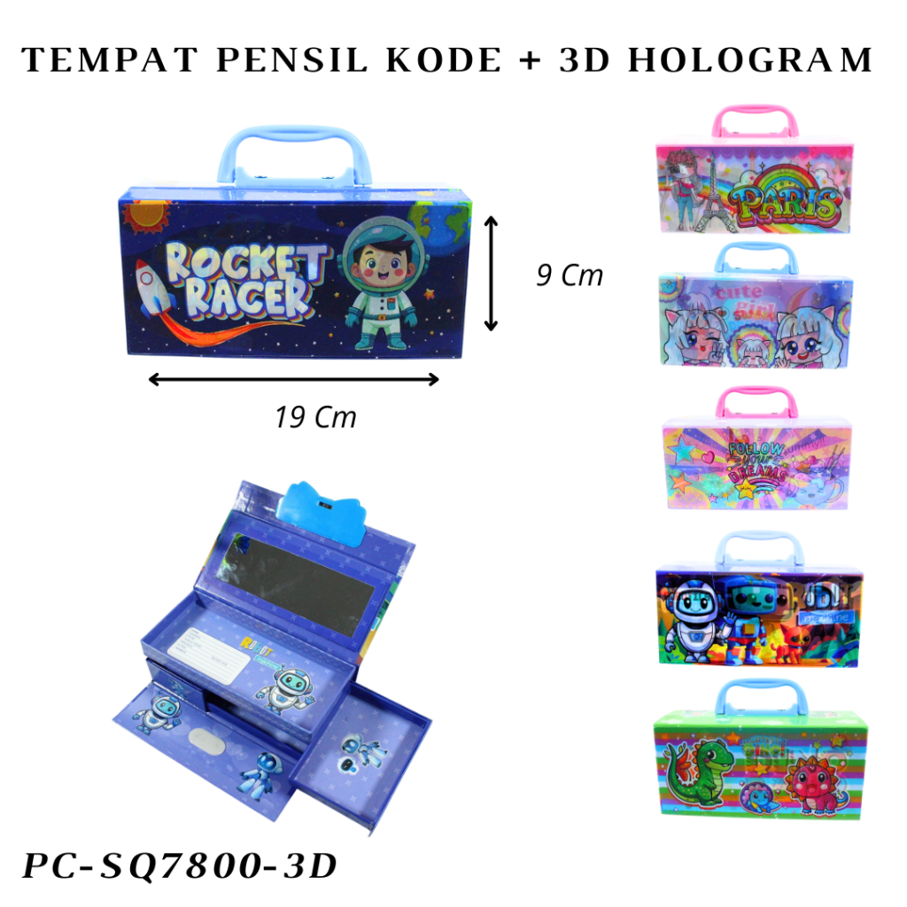 

Tempat Pensil Karakter Kartun Hologram Password Bertingkat BB-3031