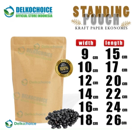 STANDING POUCH KRAFT PAPER NON WINDOW ZIPLOCK EKONOMIS