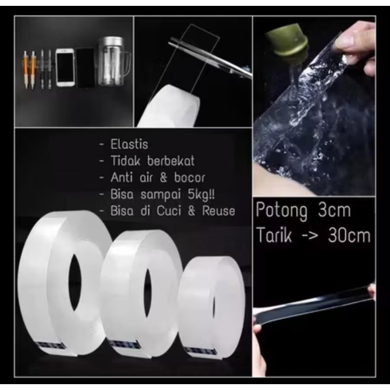 

20mm x 3m Double Tape Bening Tahan Air Acrylic Washable Praktis MULTIFUNGSI