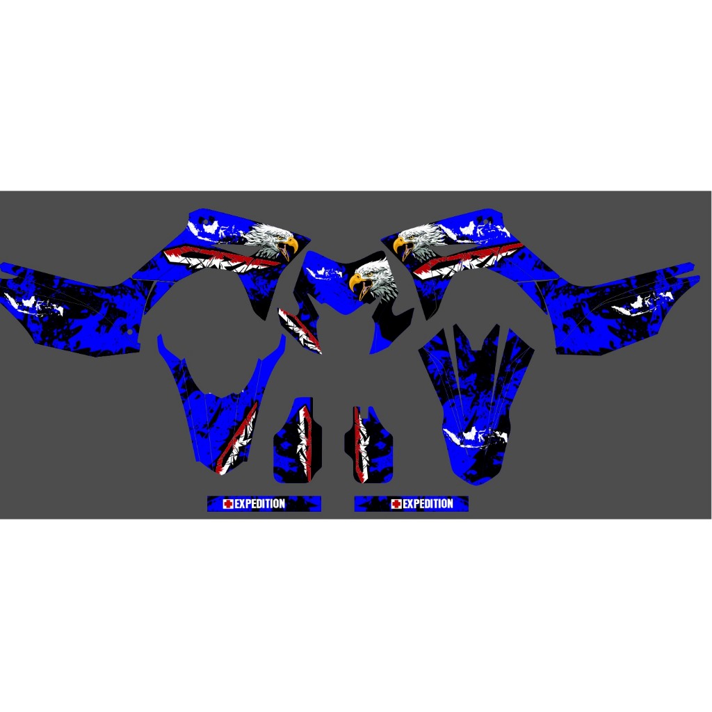 Decal stiker CRF 150l full body motif supermoto elang biru hitam