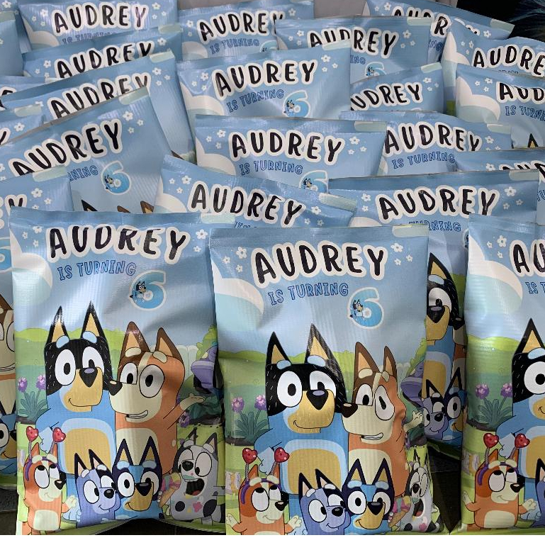 

[Mini Bluey] Snack Pouch Birthday Ulang Tahun Custom Tema Bluey Free Desain Evermine