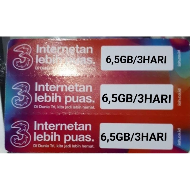 Voucher Tri Happy 6,5GB 3Hari (isi 10 pcs)
