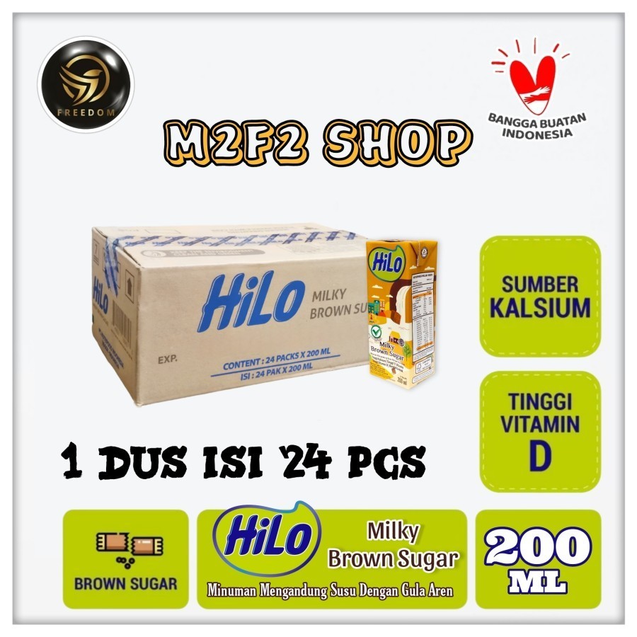 HiLo Milky Brown Sugar | Susu Gula Aren Kotak UHT - 200 ml (Kemasan Karton)