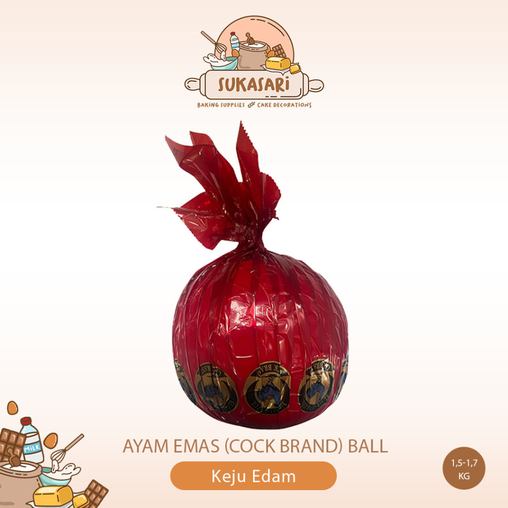 

Edam Ayam Emas bola ball COCK BRAND / Keju Edam / Keju Apel