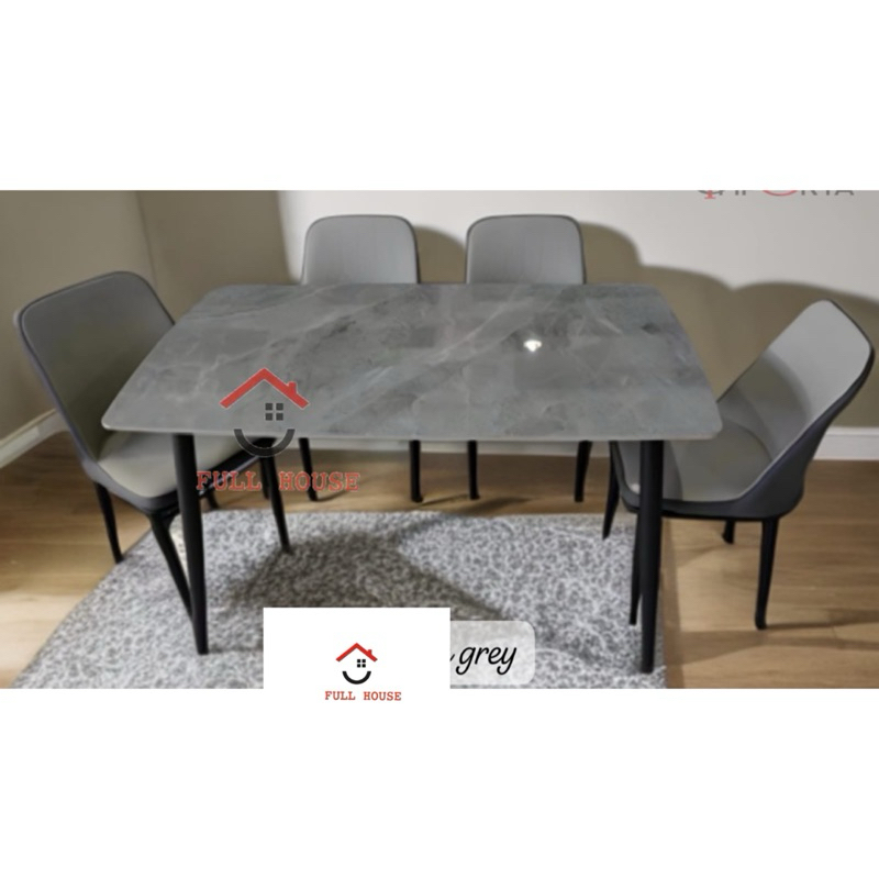 cuci gudang hot recommended (fullhouse furniture) set meja makan 4 kursi neolith marmer rangka besi