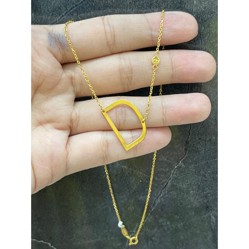 carandelano huruf d emas asli Keren kalung huruf d