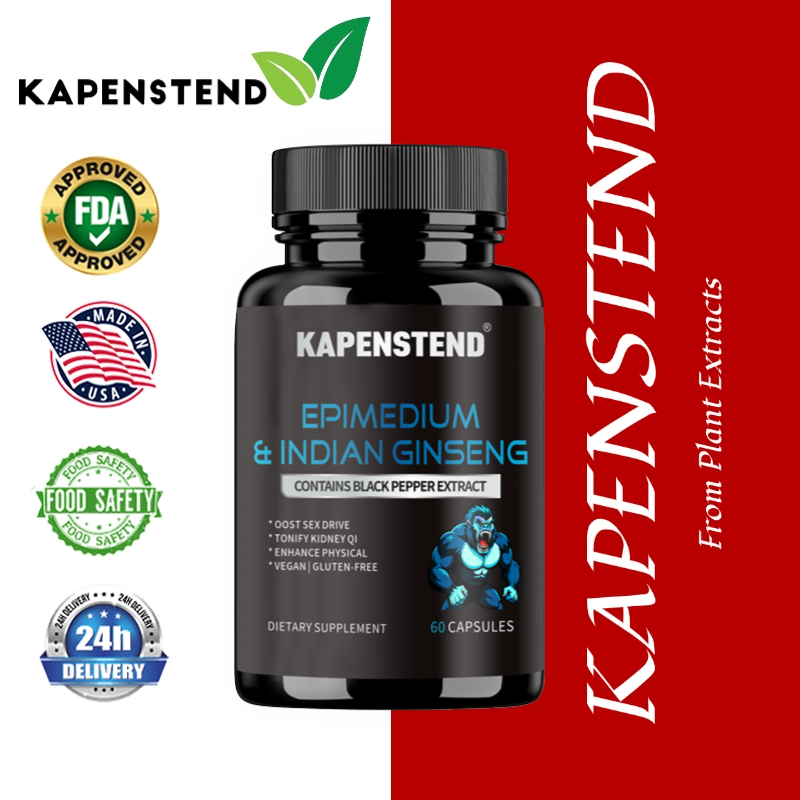 KAPENSTEND Horny Goat Weed + Ashwagandha - Vegan & Bebas Gluten, 250mg Horny Goat Weed & 1,950mg Ash