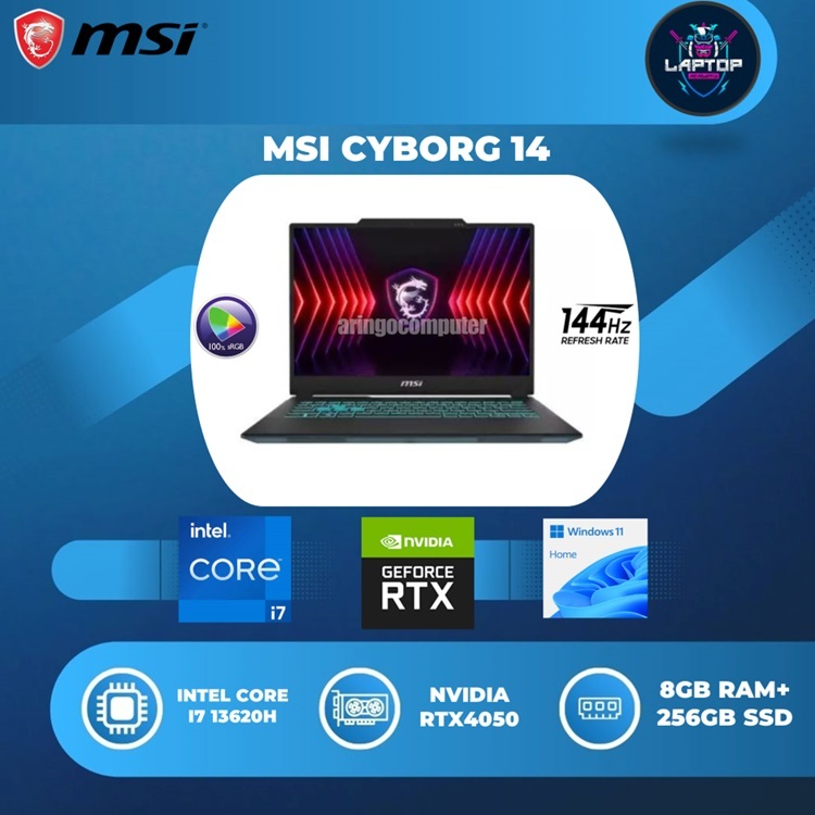 MSI CYBORG 14 I7 13620H RTX4050 6GB/ 16GB 512GB W11+OHS 14.0FHD+ 144HZ 100SRGB BLIT