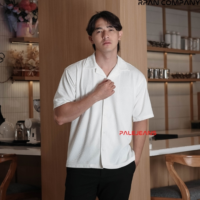 Kemeja Cuban Bowling Short Knit / Cuban Bowling Shirt Oversized / Kemeja Knit Lengan Pendek Pria.