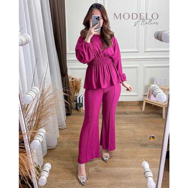 Marilyt Set Pleats Cutbray - Setelan Wanita Knit Import