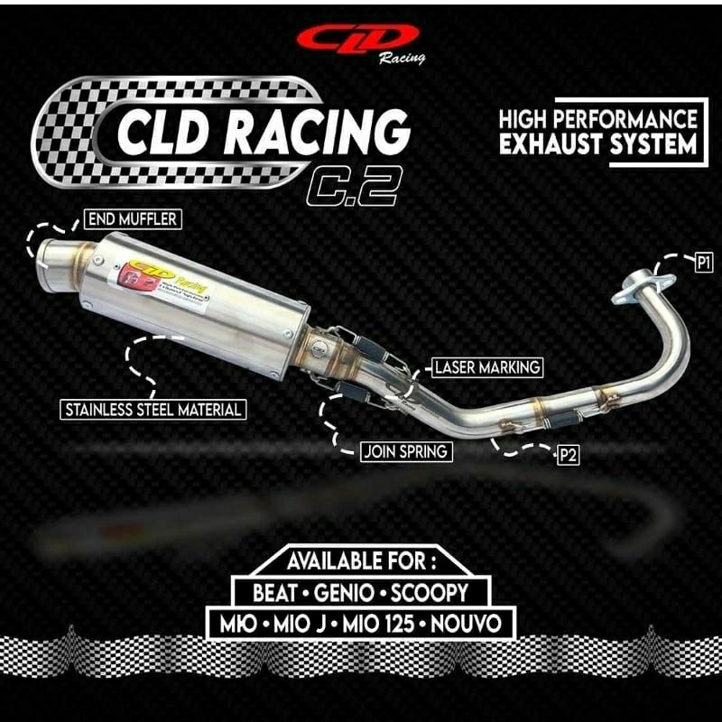 Knalpot Racing Beat,Scoopy,Mio,Genio,Mio J,Xeon. Rc/Gt Type C2 by CLD Racing Original