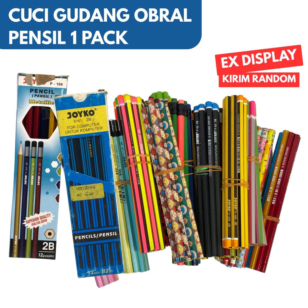 

OBRAL Pensil Joyko Random Cuci Gudang Non Kemasan & Kemasan Ex Display 1 Pack Isi 12 Pcs Pencil Joyko Mix