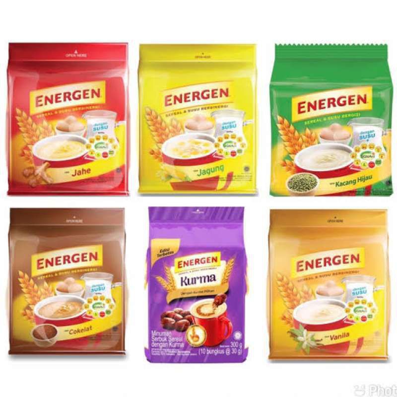 

energen susu bubuk cokelat,kacang ijo,vanila,kurma 10x30/35 gram spesial ramadan