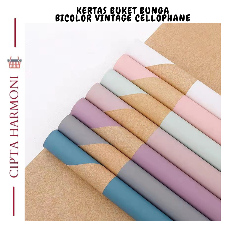 

Flower Wrapping Paper Bicolor Vintage Cellophane Florist Kertas Buket KB035