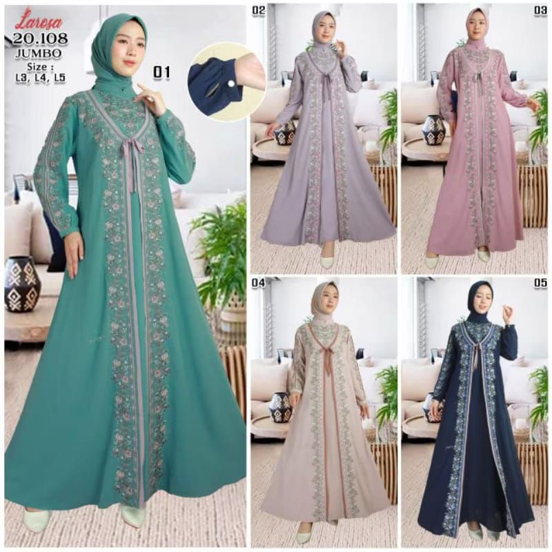 SET GAMIS LAROSA ORIGINAL 20.108 /  GAMIS LAROSA BORDIR /  DRESS LAROSA BUSANA  MIX  BORDIR /  GAMIS