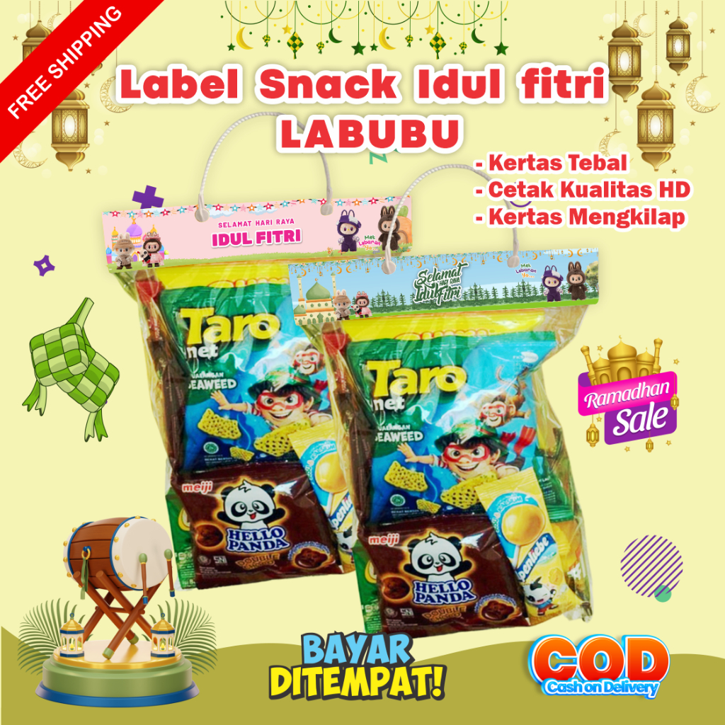 

Labubu Plastik Label Snack Idul Fitri Mini Parcel Plastik Jajanan Snack Lebaran Labubu