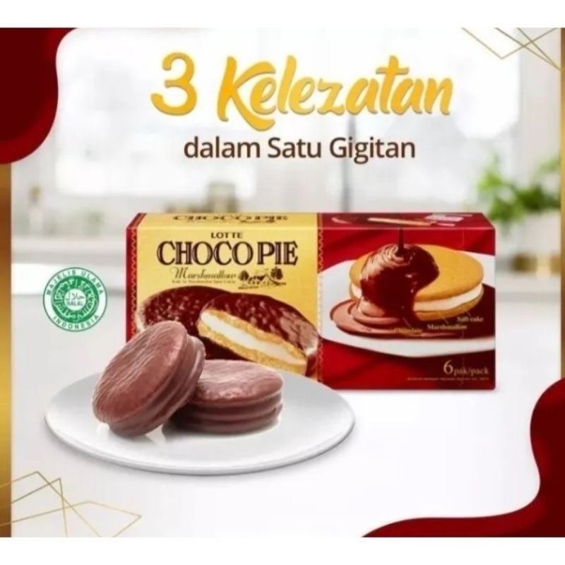 

RB [ JSO ] Lotte Choco Pie Marshmallow Box lsi 12 x 26gr Sandwich Chocopie Marshmallow Cokelat