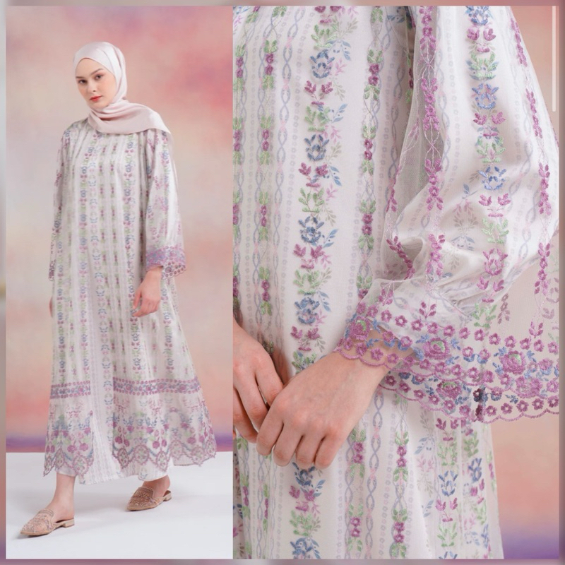 ALEZA RAYA - Kanya dress set beige || gamis muslim wanita