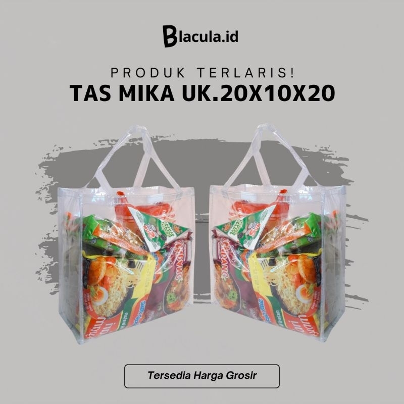 

Tas Mika 20x10x20 Tebal 0.20 | Tas Mika Sembako / Tas Hampers Lebaran / Tas Hajatan