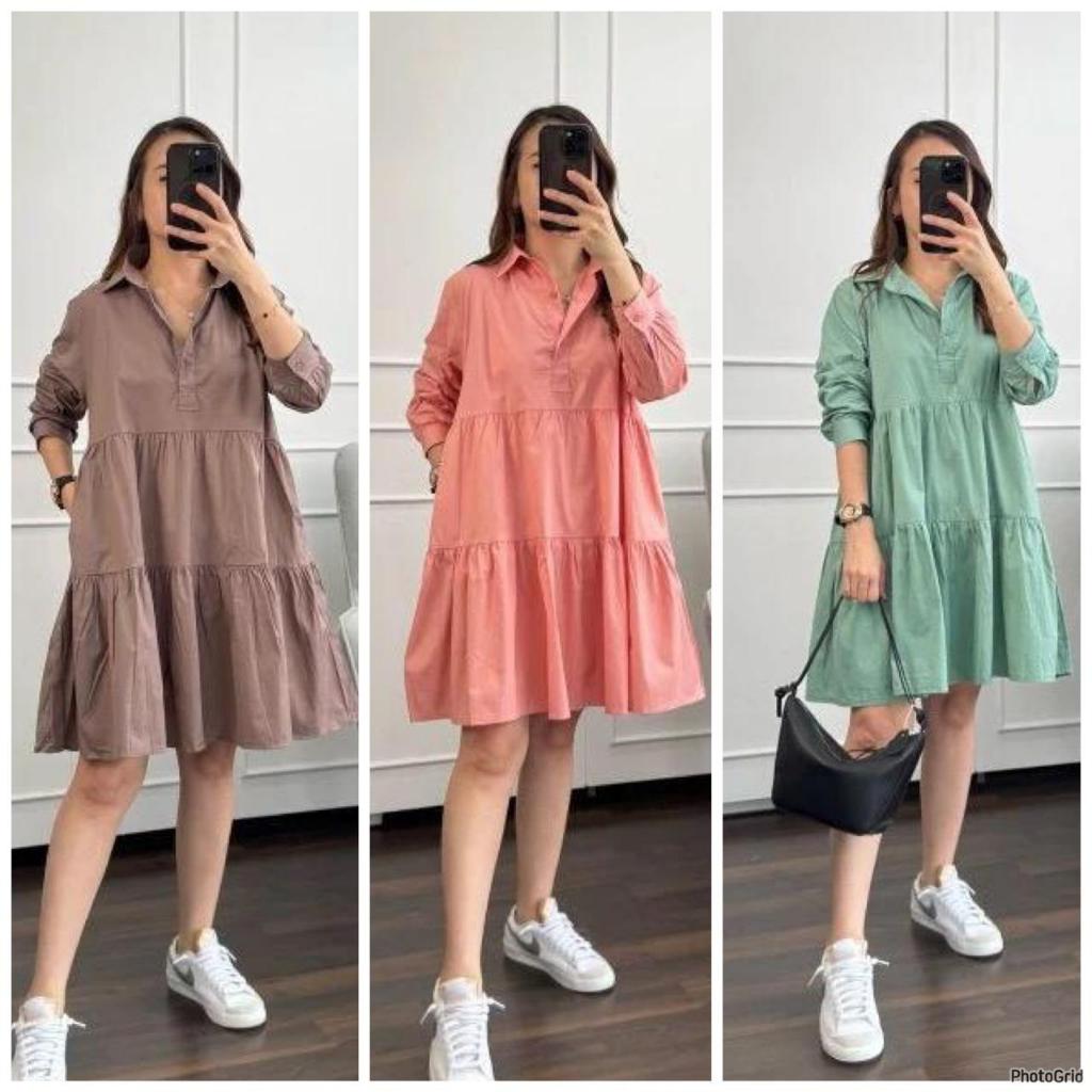 OOTD X ZR RUMPLE DRESS - Dress Ruffle Katun poplin import