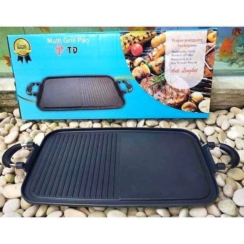 Pemanggang TD Multi Grill pan / Pemanggang Panjang TD Anti Lengket / BBQ Square Multi Grill Pan