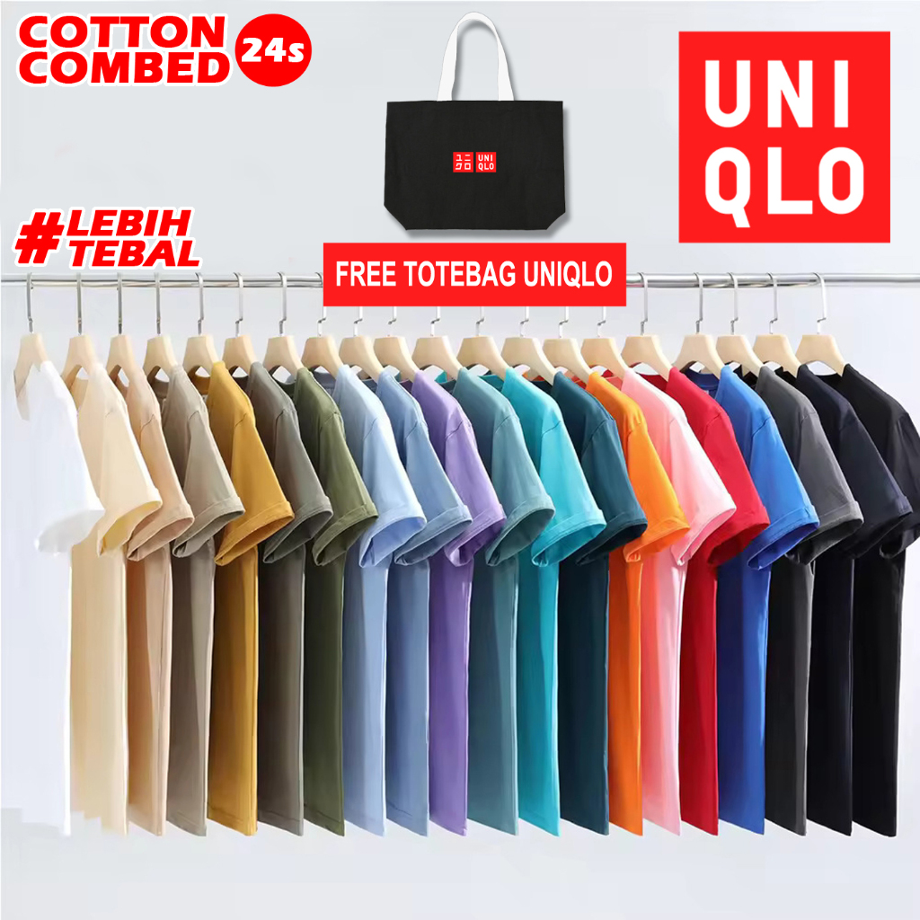 #LEBIHTEBAL KAOS POLOS UNIQLO FREE TOTEBAG FULLTAG & LABEL / KAOS POLOS 24S / TSHIRT POLOS UNIQLO