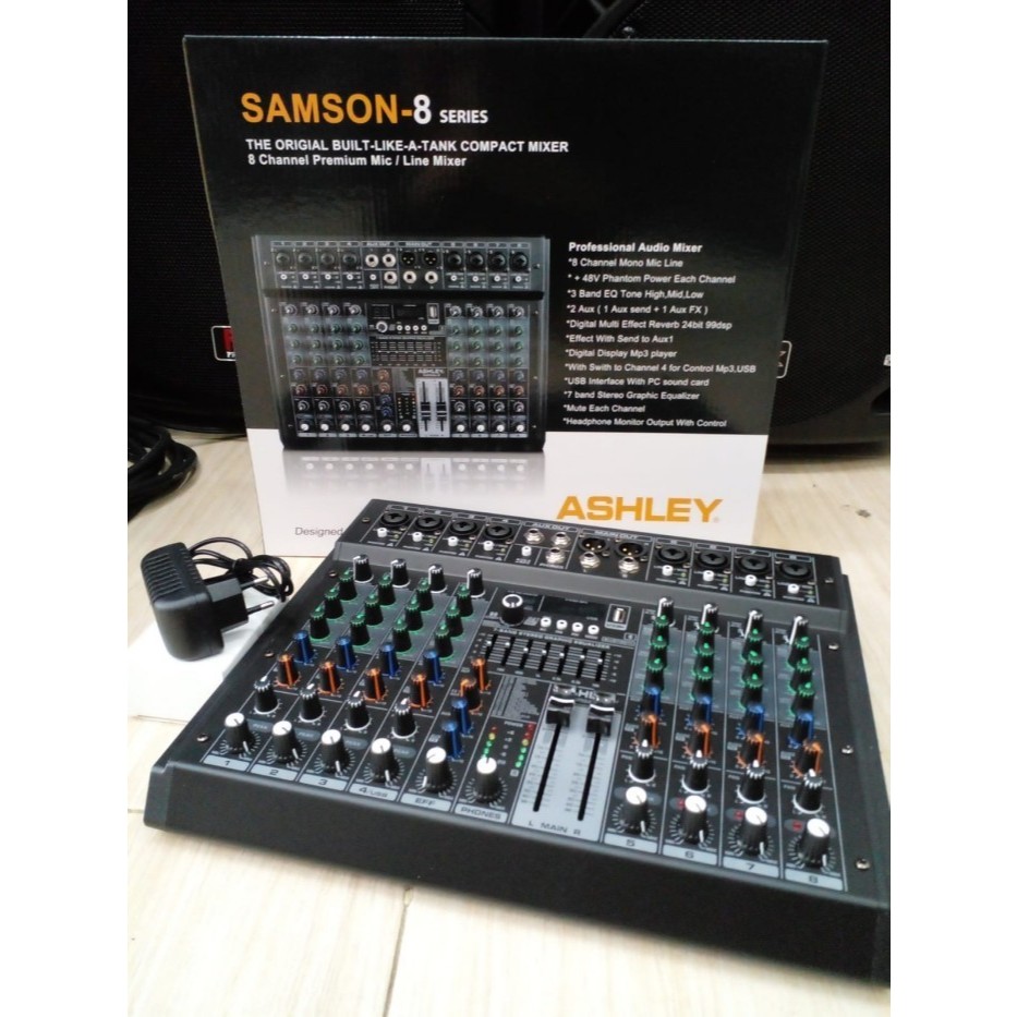 Mixer Ashley Samson 8 / Samson8 - Original 8 Channel Bluetooth - Soundcard Feature