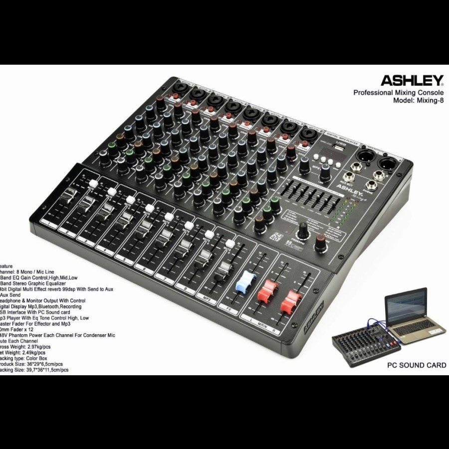 mixer audio ashley mixing8 / mixing 8 - 8CH usb soundcard bluetooth