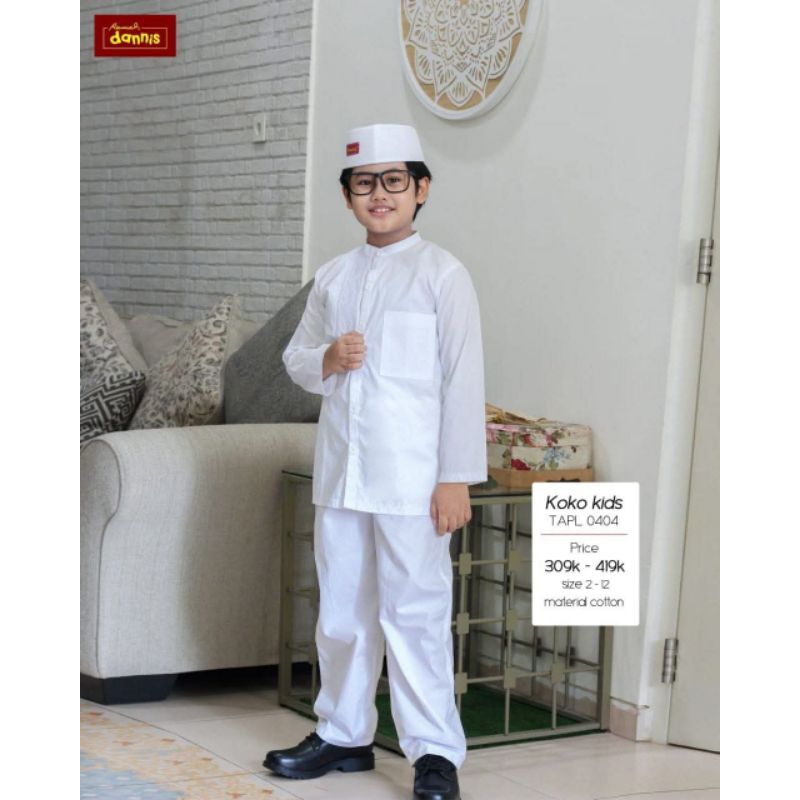 Koko Anak Putih Dannis TAPL0404 / Koko Anak Couple Putih TAPL 0404 Ihram