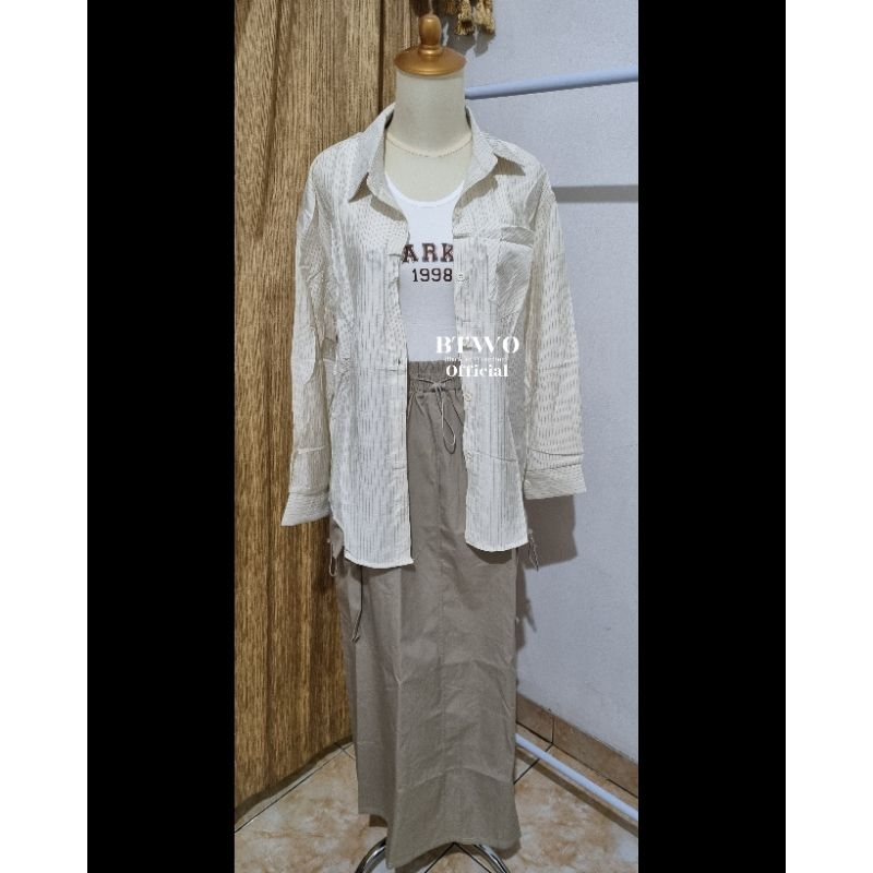 Set atasan kemeja tanktop rok celana cargo Bangkok BKK