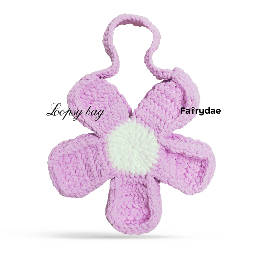 Loopsy Bag Lilac  - Flower Crochet Bag - Tas Crochet Bunga