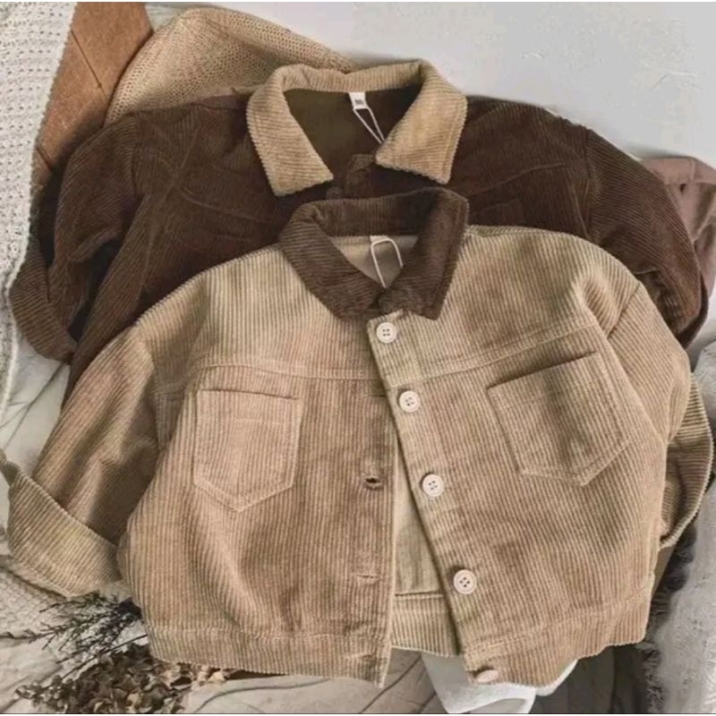 Wibbikids.id || Jaket Anak Cewek Bahan Corduroy  Korean Style usia 1-12thn