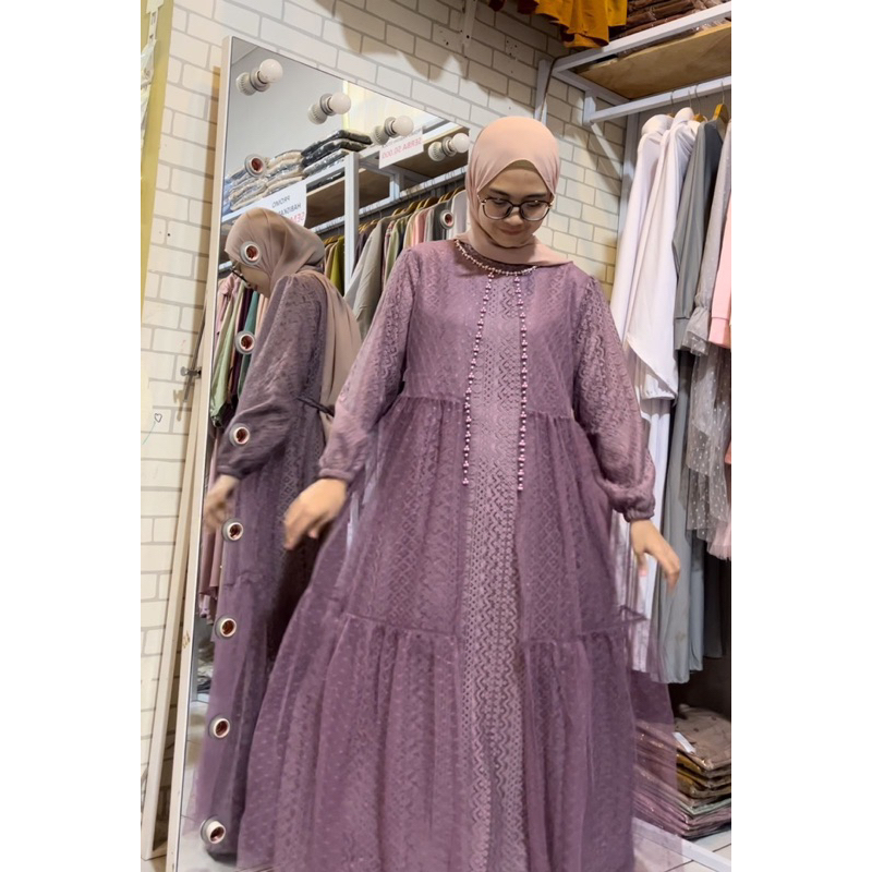 MAUREN TULLE BROKAT DRESS LEBARAN KONDANGAN PARTY MUSLIM GAMIS