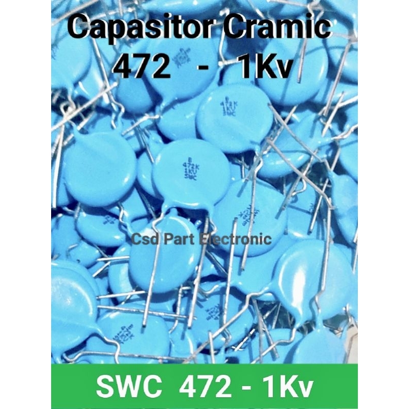 ( 1 Biji ) Capasitor Cramic 472 1KV kapasitor kramic Biru