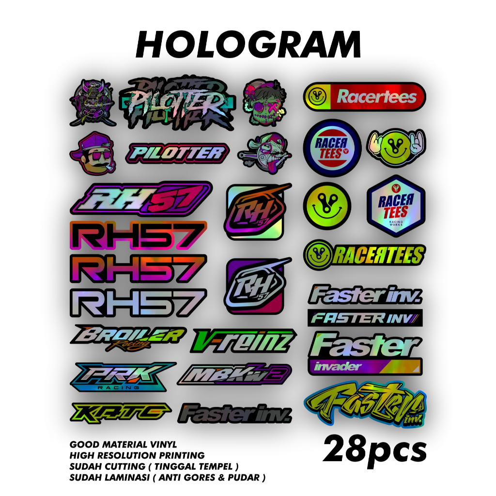 

Sticker Pack Racing Print Cut Bahan Vinyl Plus Laminasi Antri Gores Ant Pudar Vinyl Hologram