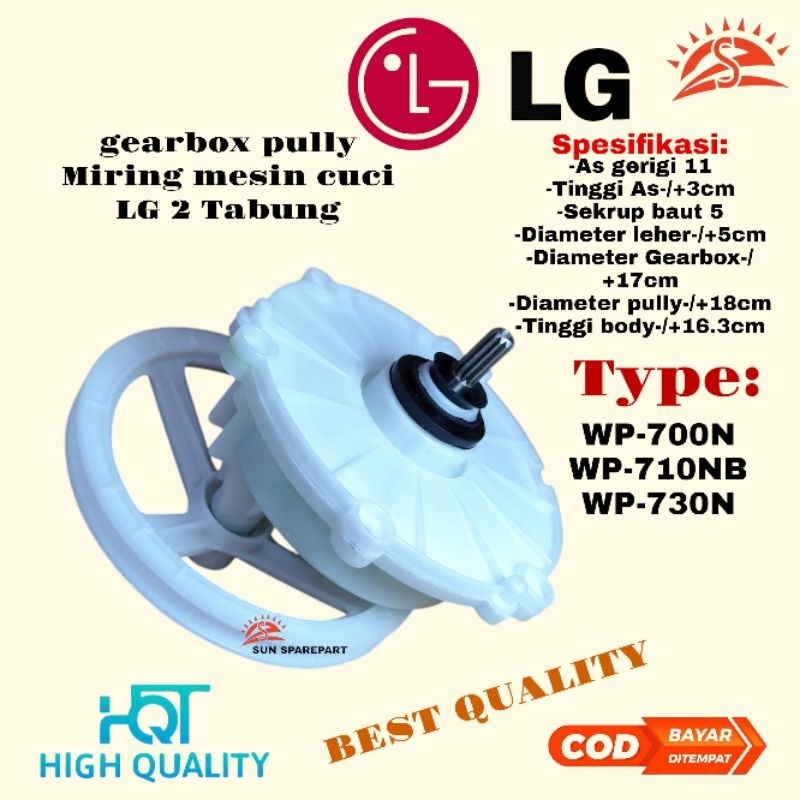 Gearbox/Gerbox pully miring mesin cuci LG 2 Tabung best quality pemasangan type WP-700N/WP-710NB