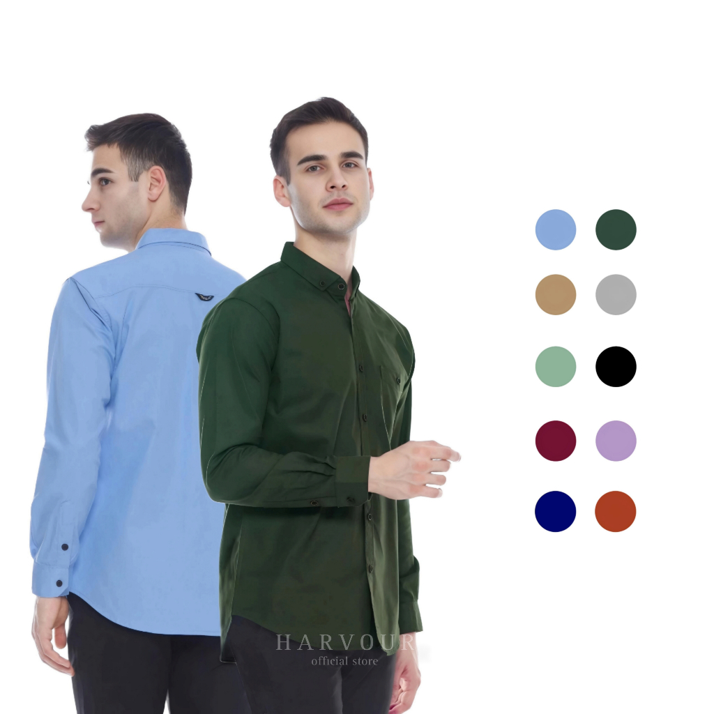 Harvour - Kemeja Polos Biru Lengan Panjang | Kemeja Soft Blue