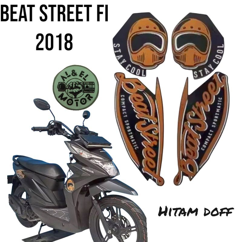 STIKER STRIPING & LIS BODY MOTOR HONDA BEAT STREET FI 2018 WARNA HITAM DOOF