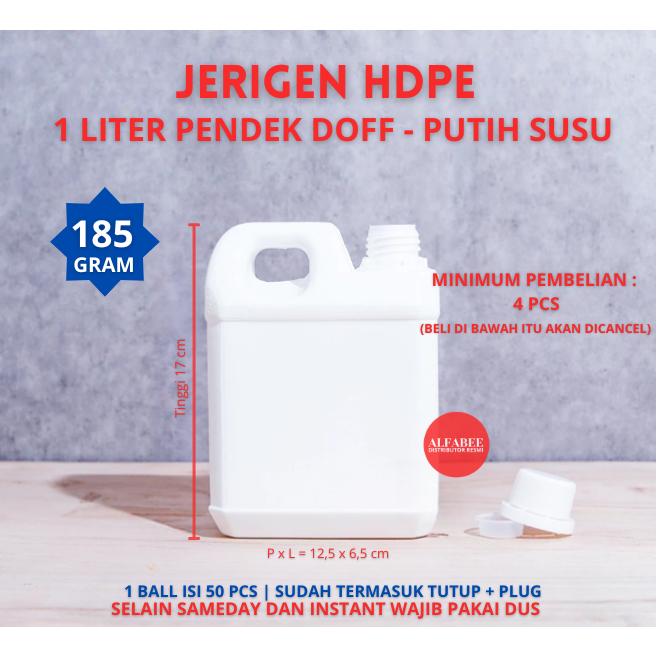 JERIGEN 1 LITER HDPE PUTIH DOFF JERIGEN MADU 100ML