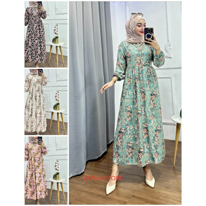 Misi Dress Rayon Viscose Premium Gamis Wanita Madina  Motif Kekinian