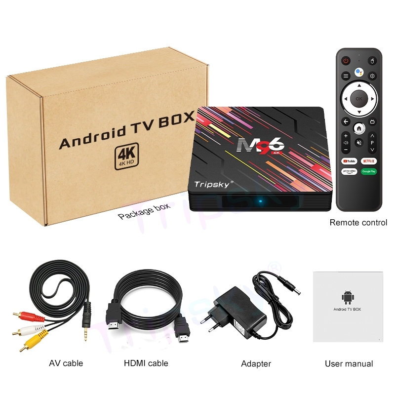 hot product tripsky m96 android tv box ram 4gb rom 64gb remote voice support bluetooth tv box