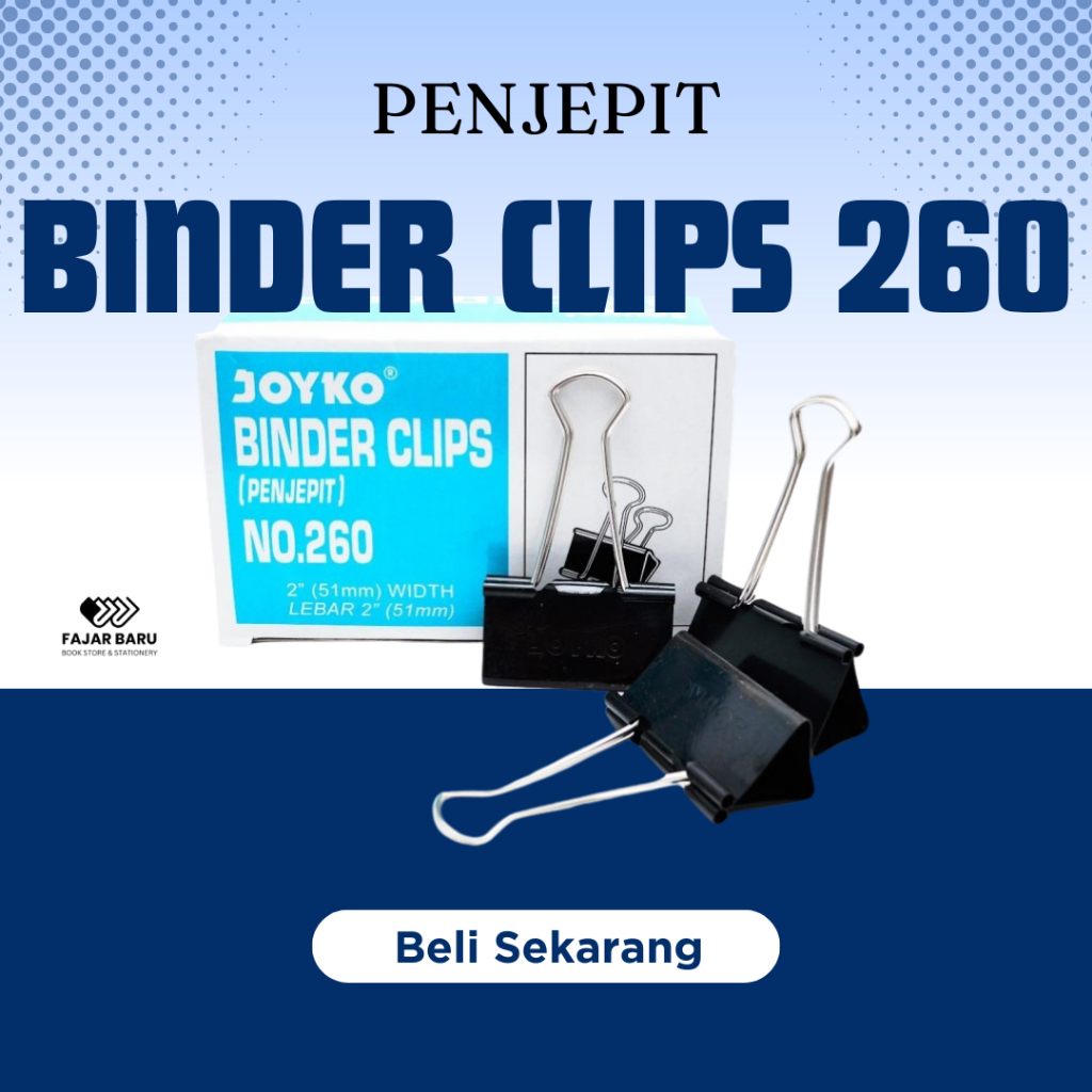 

[ BOX / ISI 12 ] BINDER CLIPS NO. 260 (51MM) / PENJEPIT KERTAS KECIL/ PENJEPIT BINDER / KLIP KERTAS